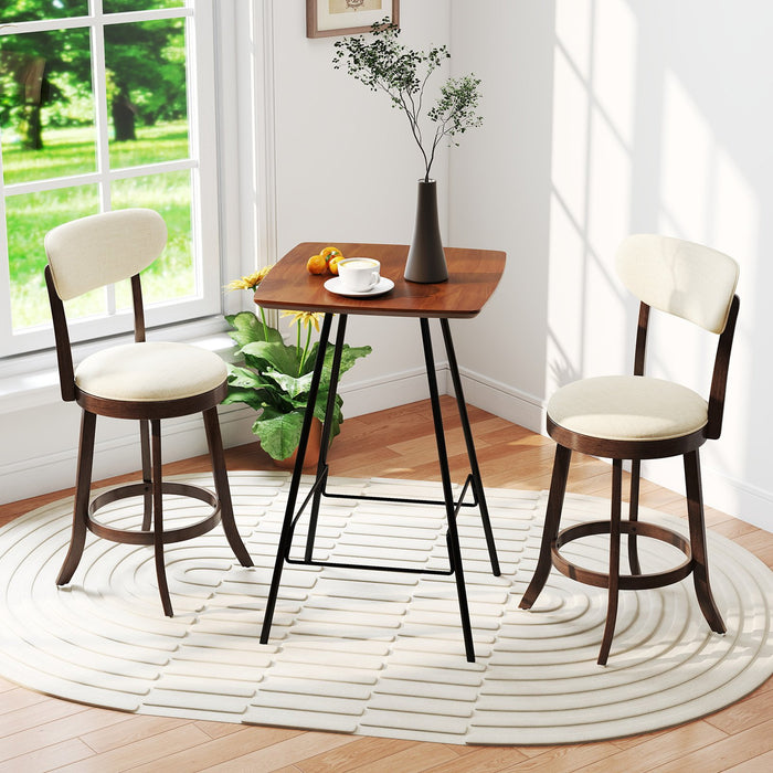 64/77CM Counter Height Chairs Set of 2 with Padded Seat and Backrest-Brown-Size 2