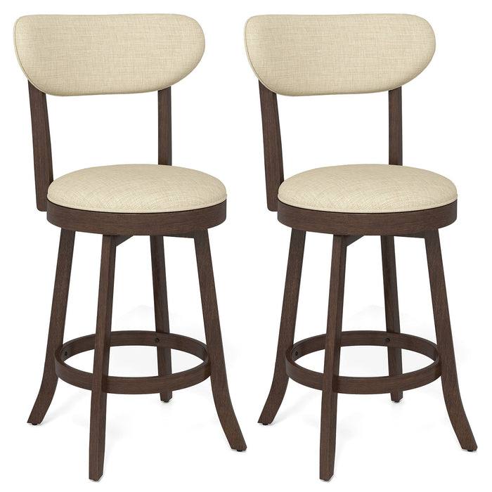 64/77CM Counter Height Chairs Set of 2 with Padded Seat and Backrest-Brown-Size 2