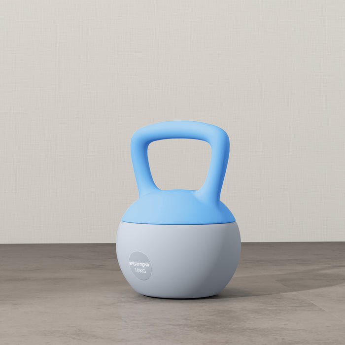 SPORTNOW 10KG Soft Kettlebell, Kettlebell with Non-Slip Handle for Home Gym, Weight Lifting, Strength Training, Light Blue/Grey