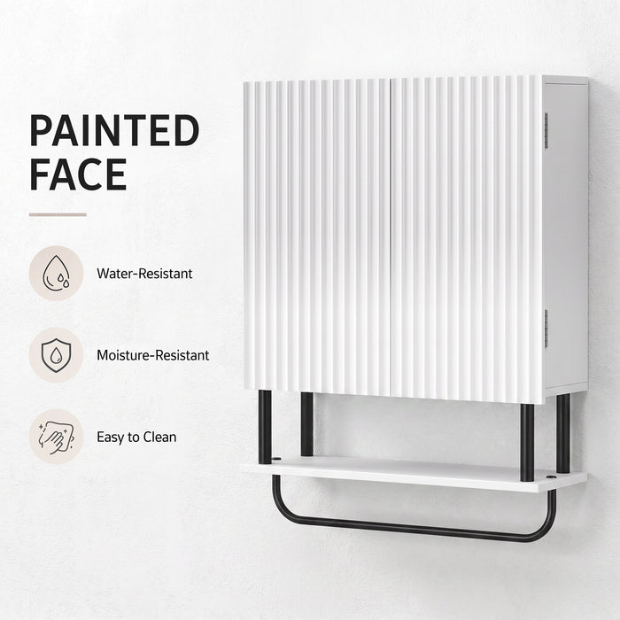 HOMCOM Bathroom Wall Cabinet Modern Space Saver Wall Mounted Cabinet Doors Storage White