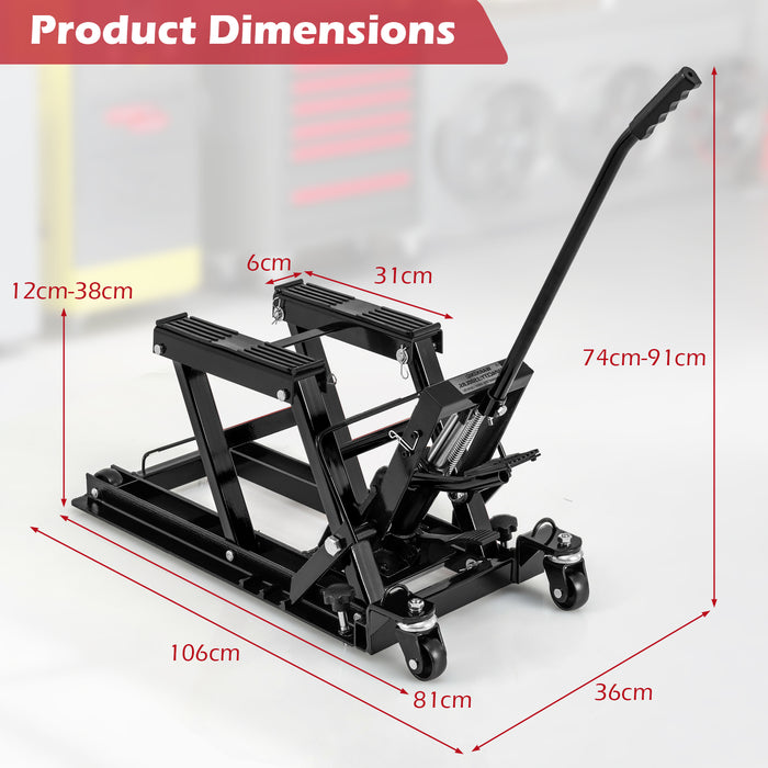 680 kg Motorcycle Hydraulic Lift with 3-Level Height Adjustable Platform-