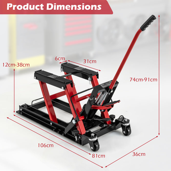 680 kg Motorcycle Hydraulic Lift with 3-Level Height Adjustable Platform-