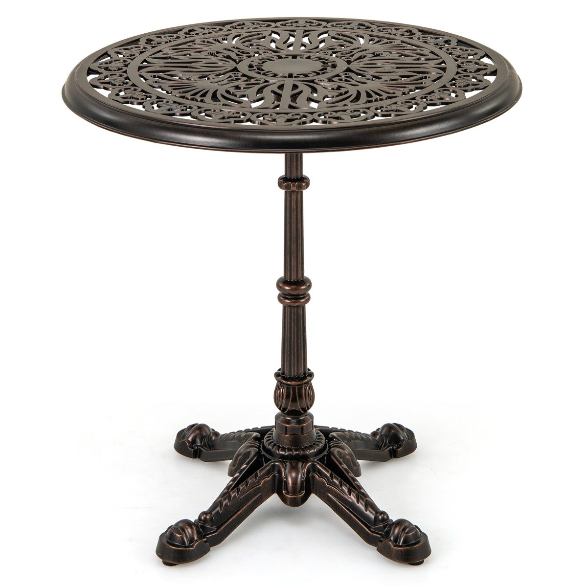 68CM Round Cast Aluminum Patio Bistro Table with Hollow Top-