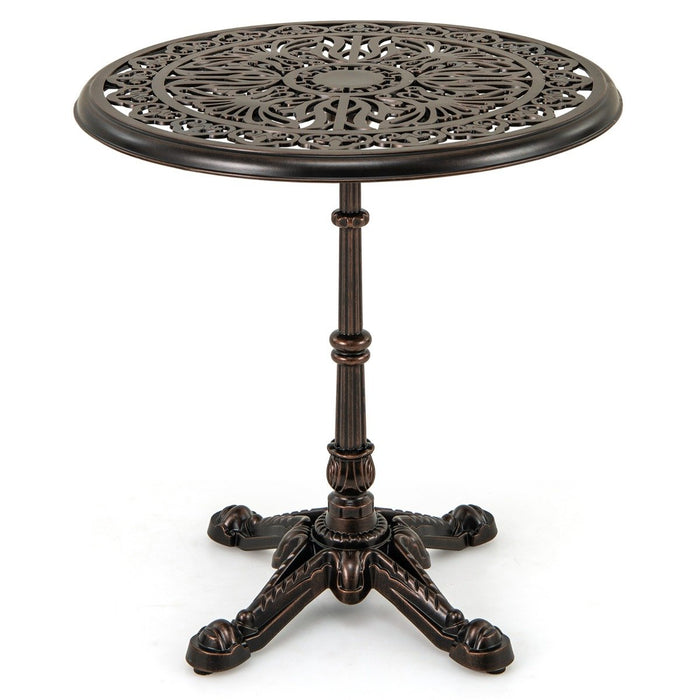 68CM Round Cast Aluminum Patio Bistro Table with Hollow Top-