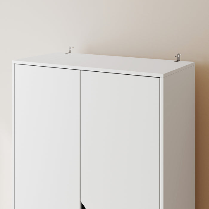 HOMCOM Elegant Home Storage Organisation Furniture, 2-Door Clothes Wardrobe with 2 Drawers, Wood Feet, White