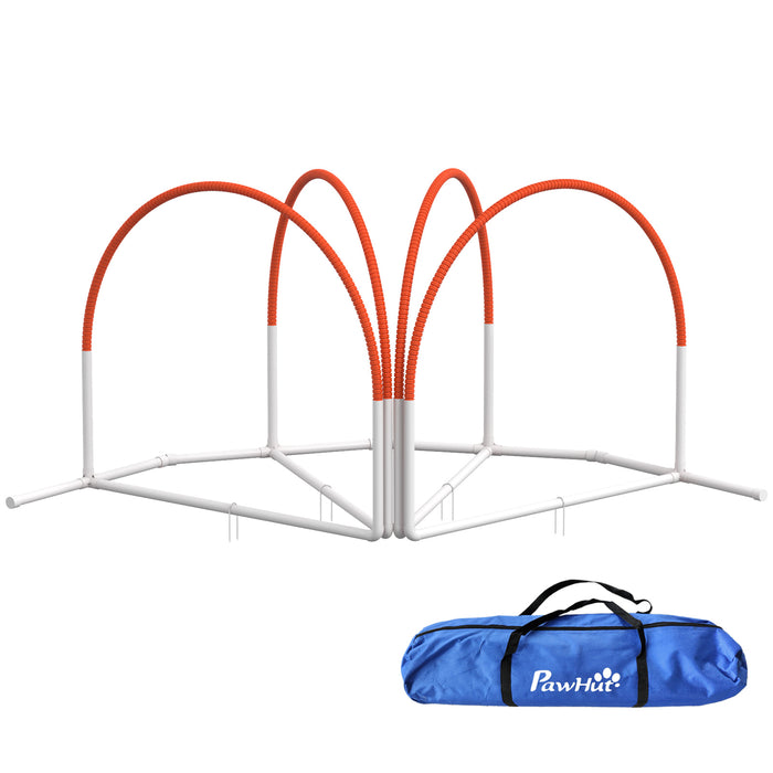 PawHut Dog Agility Equipment Set, Dog Agility Training Equipment for Dogs w/ Oxford Carry Bag, 4 PCS Weave Poles Orange | Aosom UK