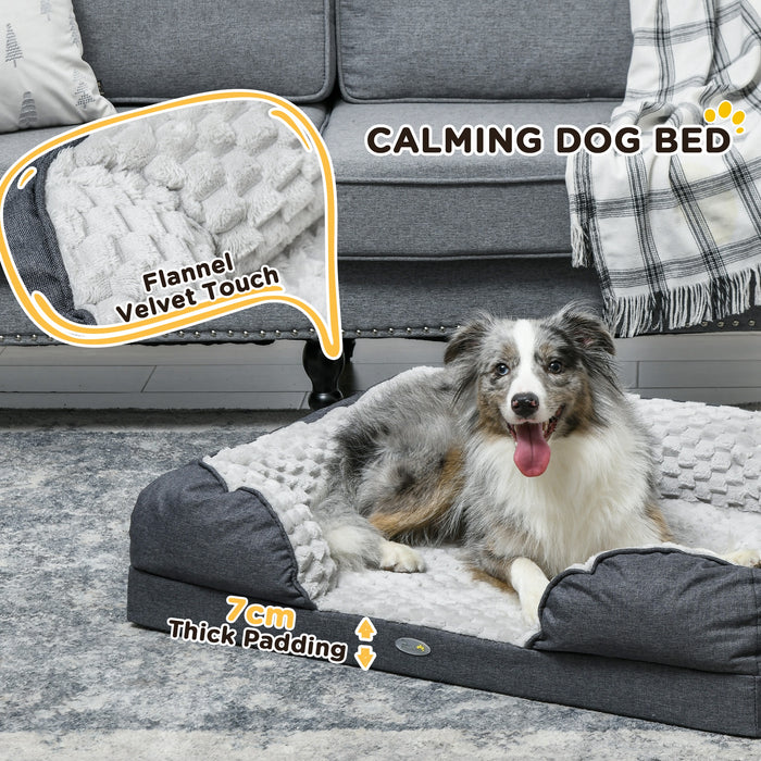 Calming Dog Bed - Medium-Sized Pet Mattress with Anti-Slip Base, Removable Charcoal Grey Cover - Ideal for Stress Relief and Comfort for Dogs