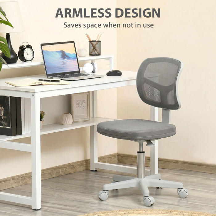 Vinsetto Small Office Chair without Arms, Ergonomic Swivel Mesh Desk Chair with Curved Back, Dark Grey