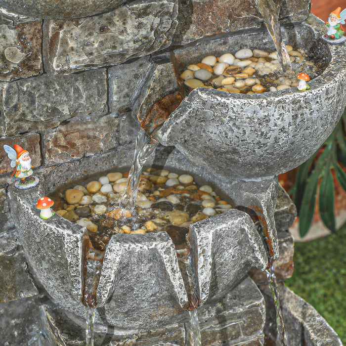 Outsunny Outdoor Water Fountain with LED Lights, 80cm Tall 5 Tiers Cascading Water Feature for Garden Patio Home Decor, Mixed