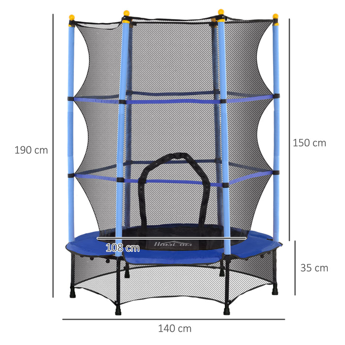 HOMCOM 4.6FT/75" Kids Trampoline, Indoor Outdoor Toddler Trampoline, with Safety Enclosure, Springless design - Blue