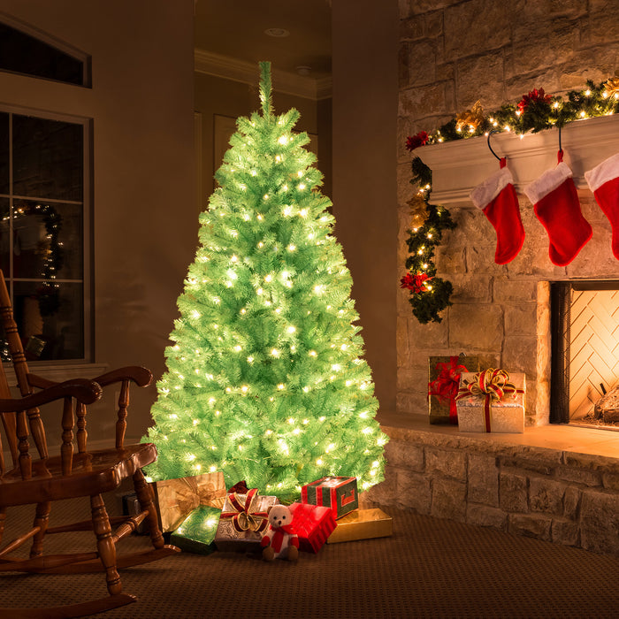 6 Feet Artificial Xmas Tree Pre-Lit with Folding Metal Stand-