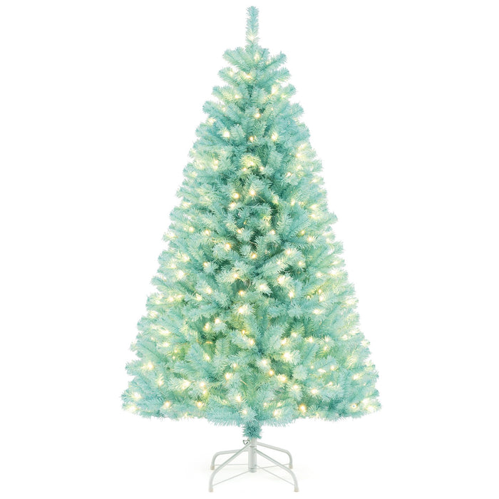 6 Feet Artificial Xmas Tree Pre-Lit with Folding Metal Stand-