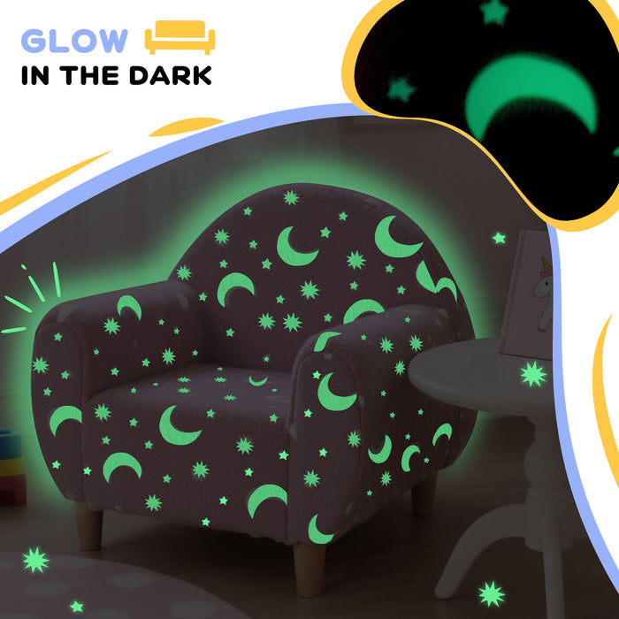 AIYAPLAY Kids Armchair, Glow in the Dark Chair with Star Design for Bedroom, Playroom, Kids Room, Pink