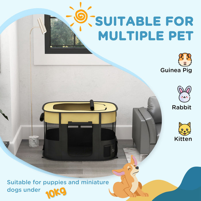 Foldable Canine Playpen - Indoor/Outdoor Pet Enclosure with Convenient Storage Bag - Ideal for Puppy Play & Training, Yellow