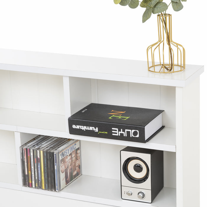 Pinewood and MDF White Storage Bed - Built-in Shelves, Underbed Drawer, 208x100x93 cm - Space-Saving Solution for Bedroom Organization