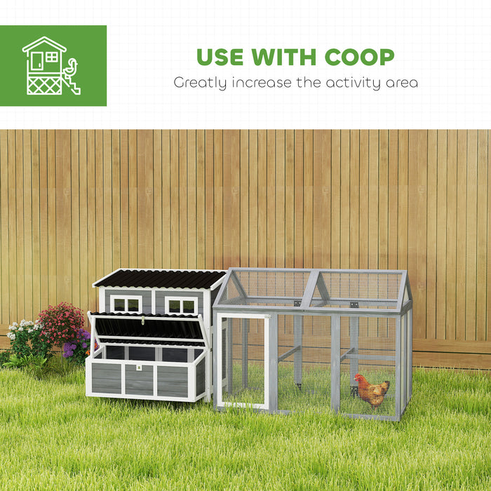 PawHut 2-Piece Wooden Chicken Coop and Run Set, Poultry Run Cage with Nesting Box, Slide-Out Tray, Roof, Perch