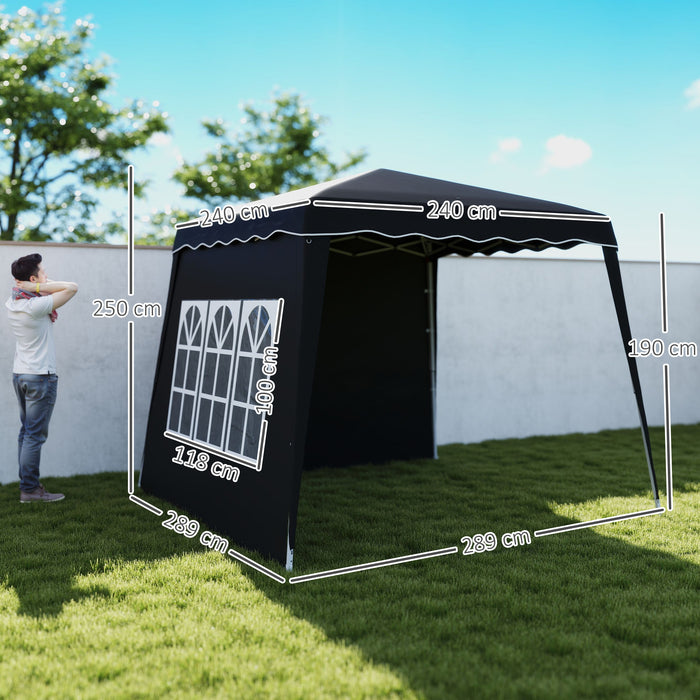 Outsunny 2.4 x 2.4m UV50+ Pop Up Gazebo - Black