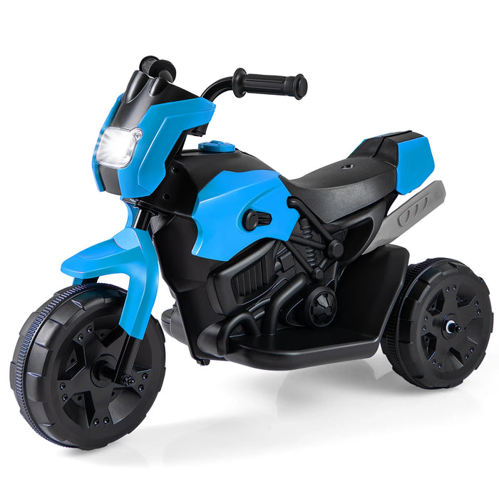 6V Kids 3-Wheel Ride on Motorbike with LED Headlight for Boys Girls Aged 37-72 Months-Red