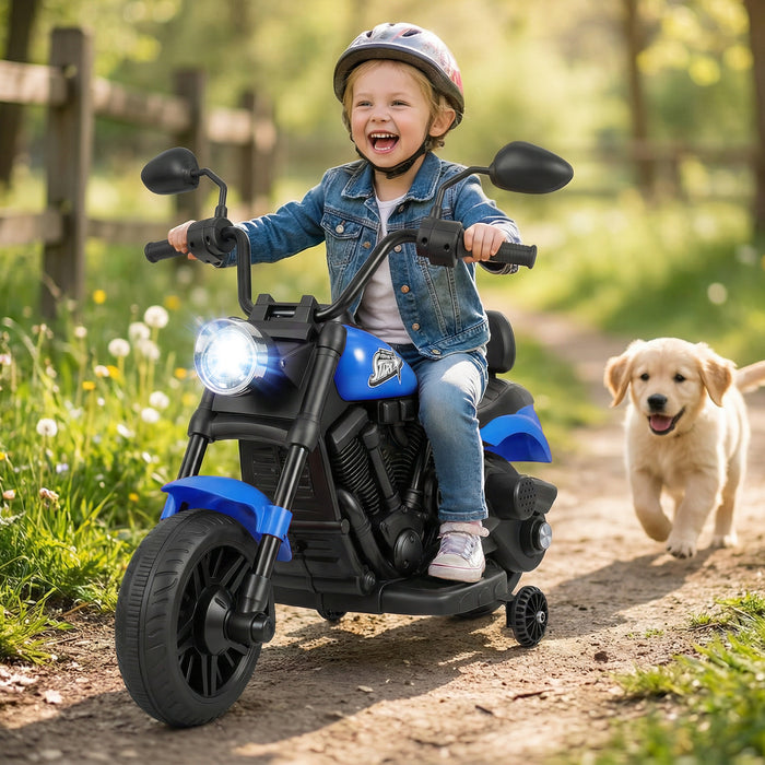 6V Kids Electric Motorbike with Detachable Training Wheels and Music-