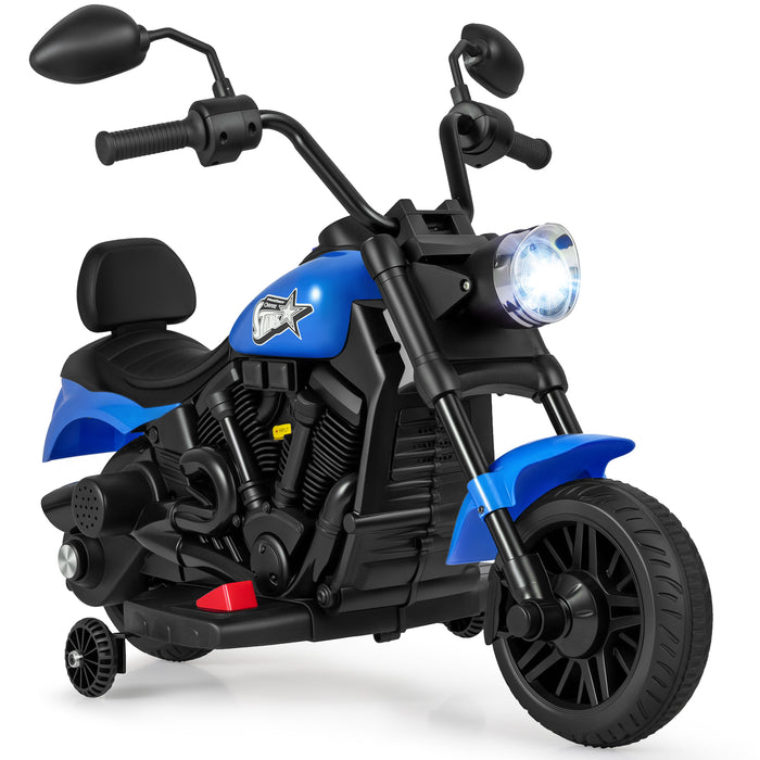 6V Kids Electric Motorbike with Detachable Training Wheels and Music-