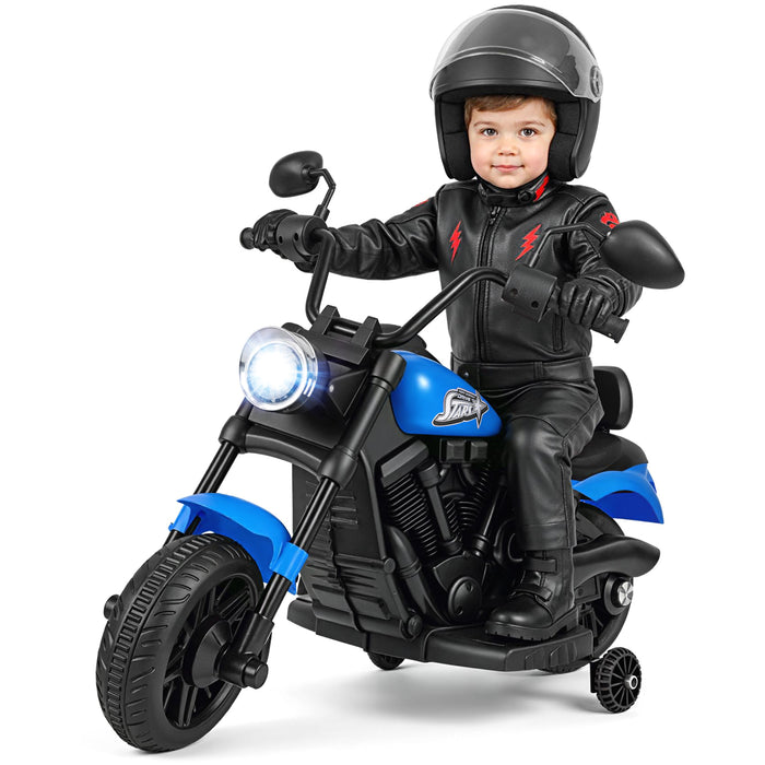 6V Kids Electric Motorbike with Detachable Training Wheels and Music-