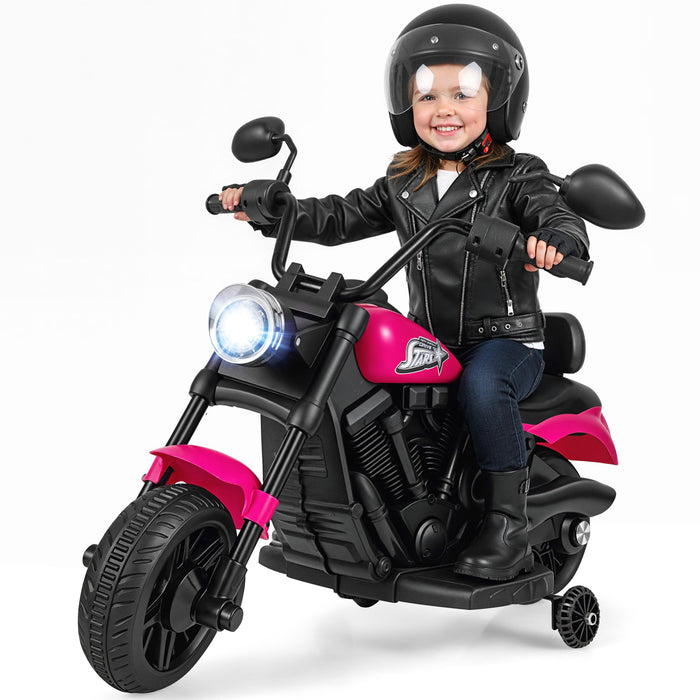 6V Kids Electric Motorbike with Detachable Training Wheels and Music-