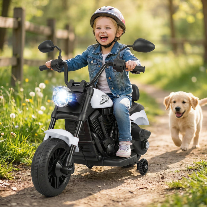 6V Kids Electric Motorbike with Detachable Training Wheels and Music-