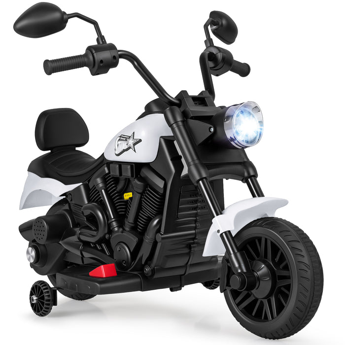 6V Kids Electric Motorbike with Detachable Training Wheels and Music-