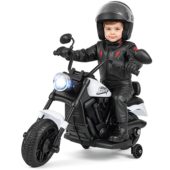 6V Kids Electric Motorbike with Detachable Training Wheels and Music-