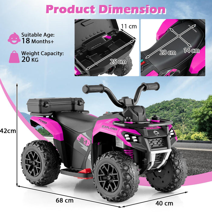 6V Kids Electric Quad Bike with Spray Function and Storage Box-
