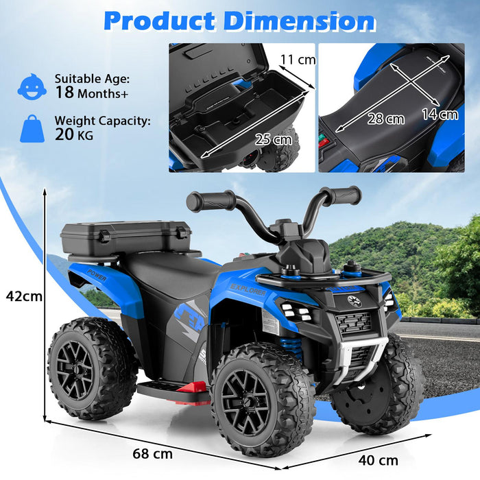 6V Kids Electric Quad Bike with Spray Function and Storage Box-