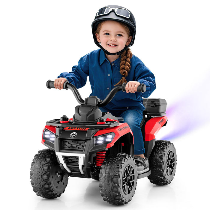 6V Kids Electric Quad Bike with Spray Function and Storage Box-