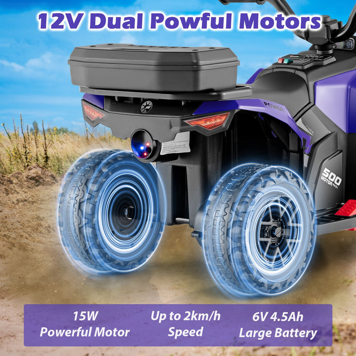 6V Kids Electric Quad Bike with Spray Function and Storage Box-