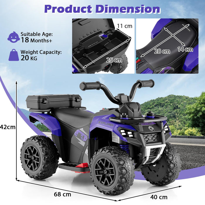 6V Kids Electric Quad Bike with Spray Function and Storage Box-