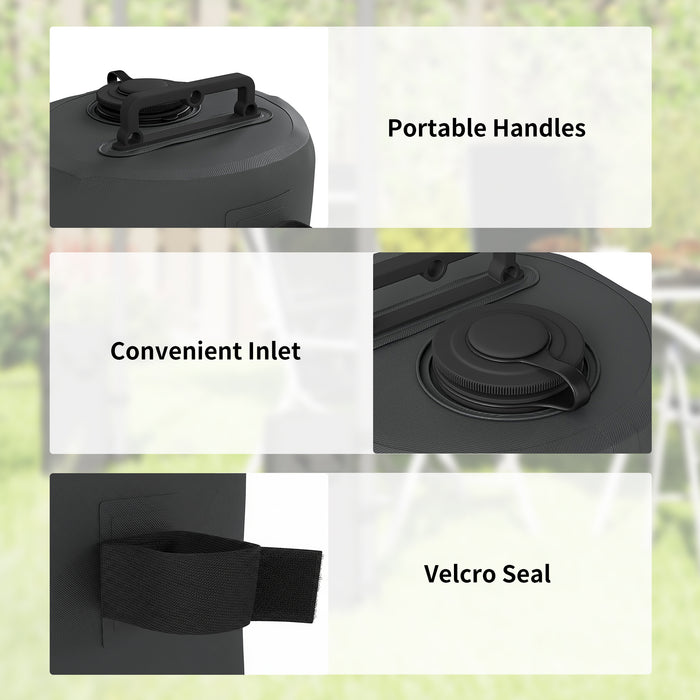 Outsunny Set of 4 Gazebo Weights Sand Bags, Gazebo Water Weights Bags with Carry Handles for Garden Marquee, Parasol, Black