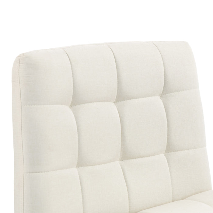 HOMCOM Armless Office Chair, Cross Legged Linen Computer Desk Vanity Chair with Wide Seat, Rocking Function, Beige