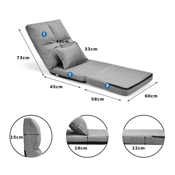 Folding Lazy Floor Sofa Bed with Pillow-