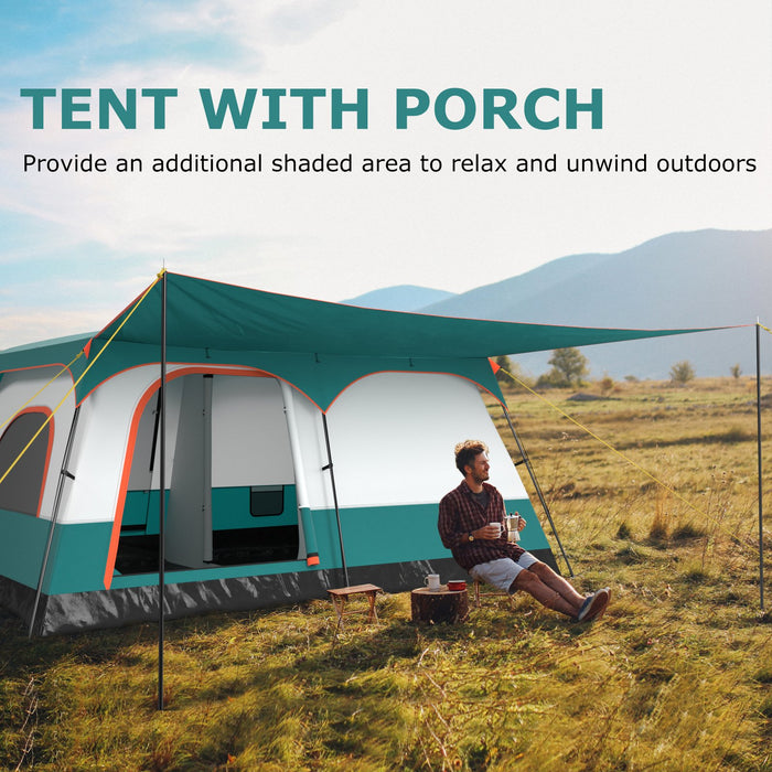 6/8/10-Person Camping Tent with Porch and Rainfly-