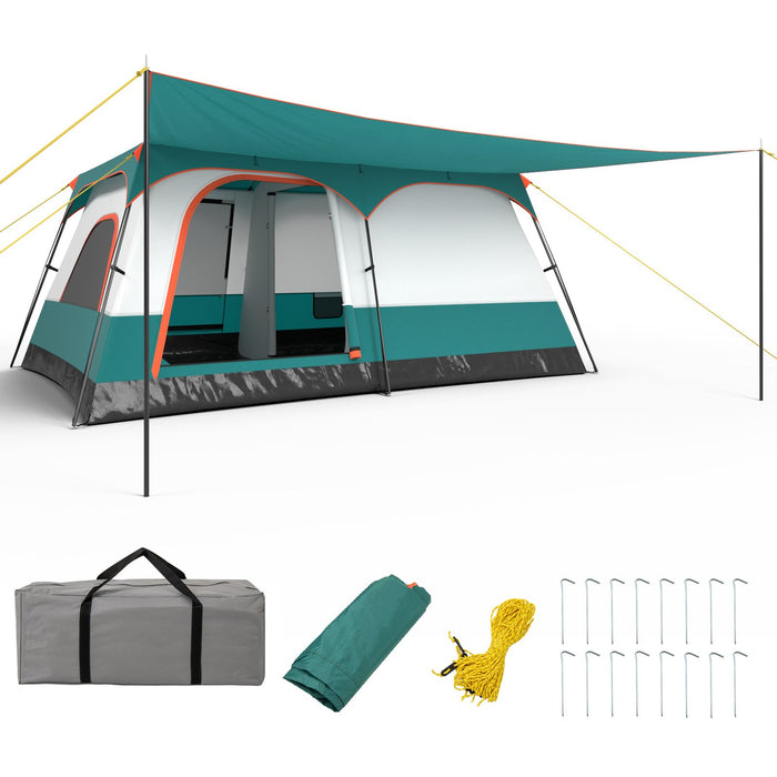 6/8/10-Person Camping Tent with Porch and Rainfly-