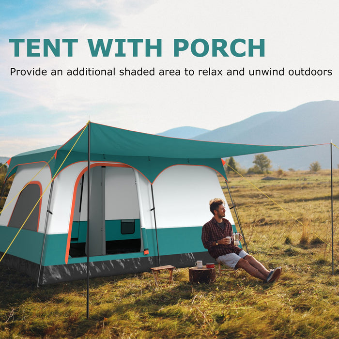 6/8/10-Person Camping Tent with Porch and Rainfly-