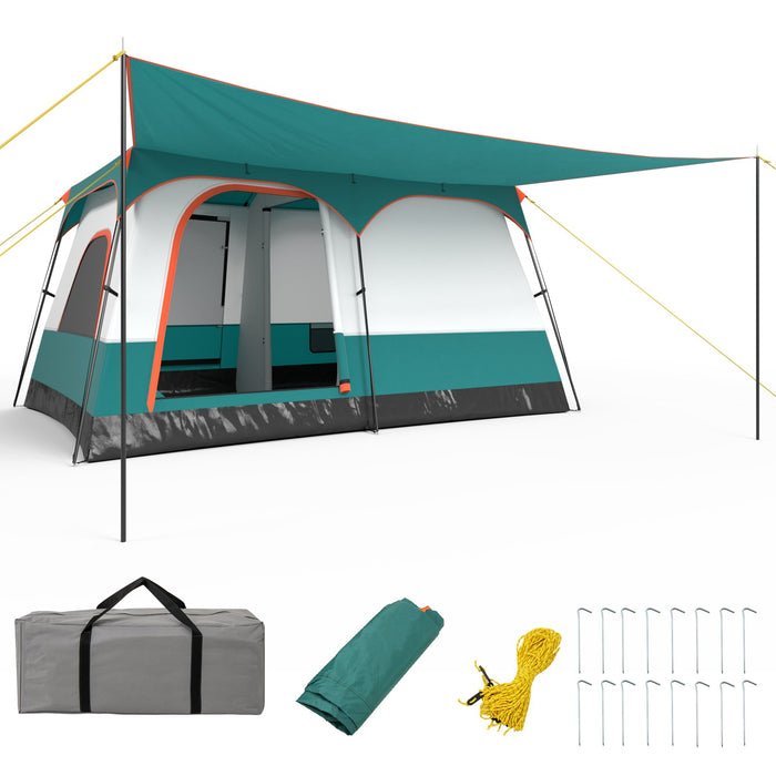6/8/10-Person Camping Tent with Porch and Rainfly-
