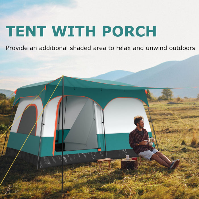 6/8/10-Person Camping Tent with Porch and Rainfly-
