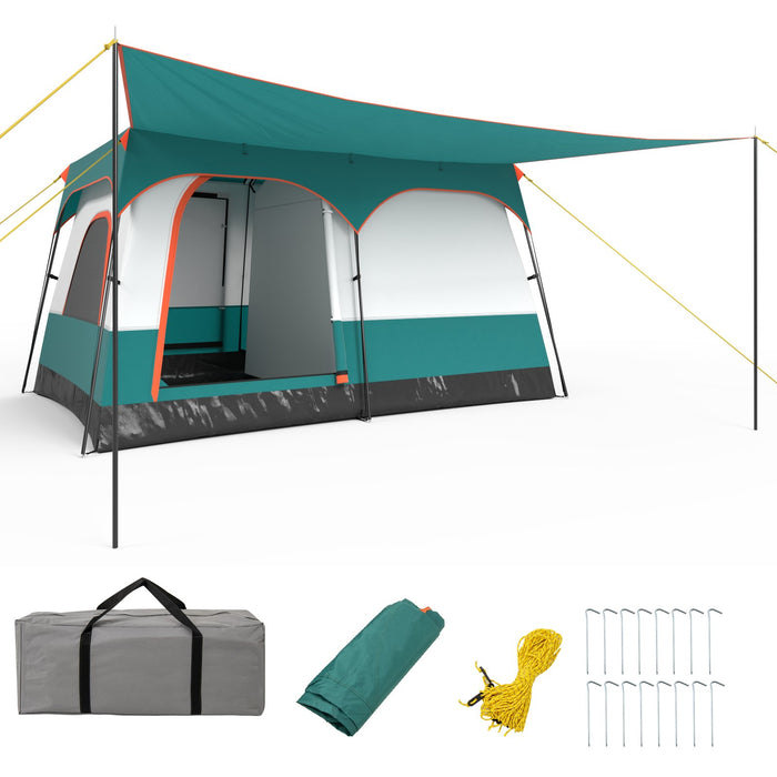 6/8/10-Person Camping Tent with Porch and Rainfly-