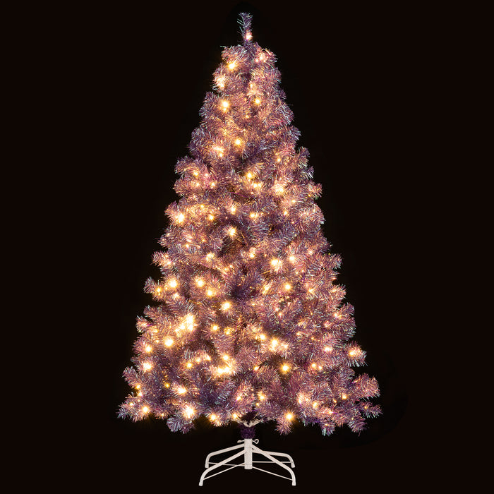 6 FT Artificial Xmas Tree with 688 Branch Tips and 250 Warm White LED Lights-Green