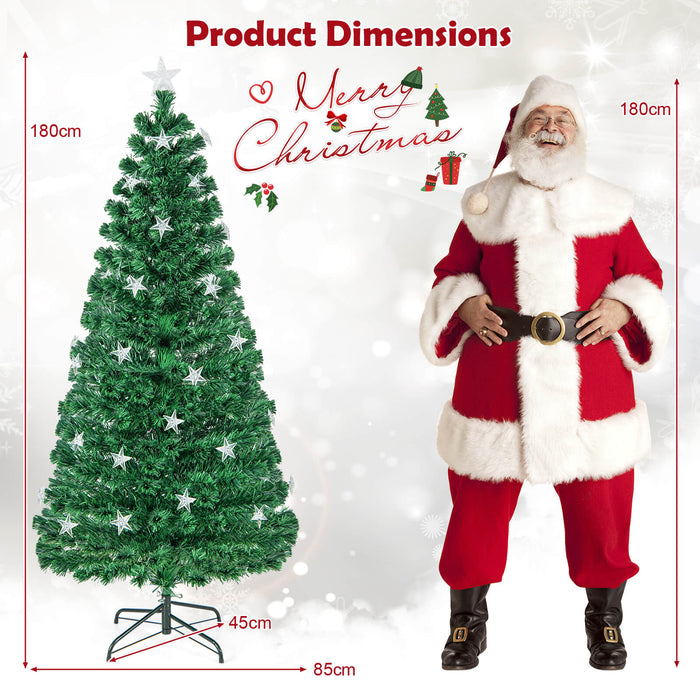 5/6FT Fiber Optic Artificial Christmas Tree with 21 Star LED Lights-6FT