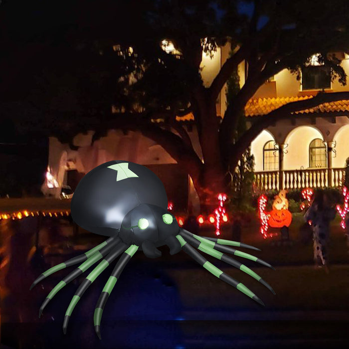 Inflatable Halloween Spide with LED Lights and Powerful Blower