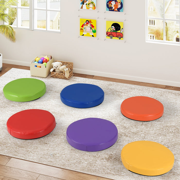 6 PCS Round Floor Cushions with Handles for Kids-
