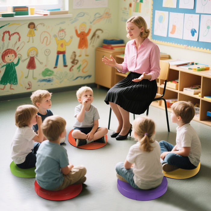 6 PCS Round Floor Cushions with Handles for Kids-