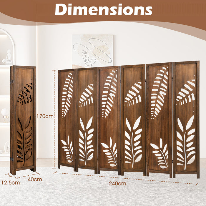 4/6  170cm Folding Room Divider with Double Action Metal Hinges-6-