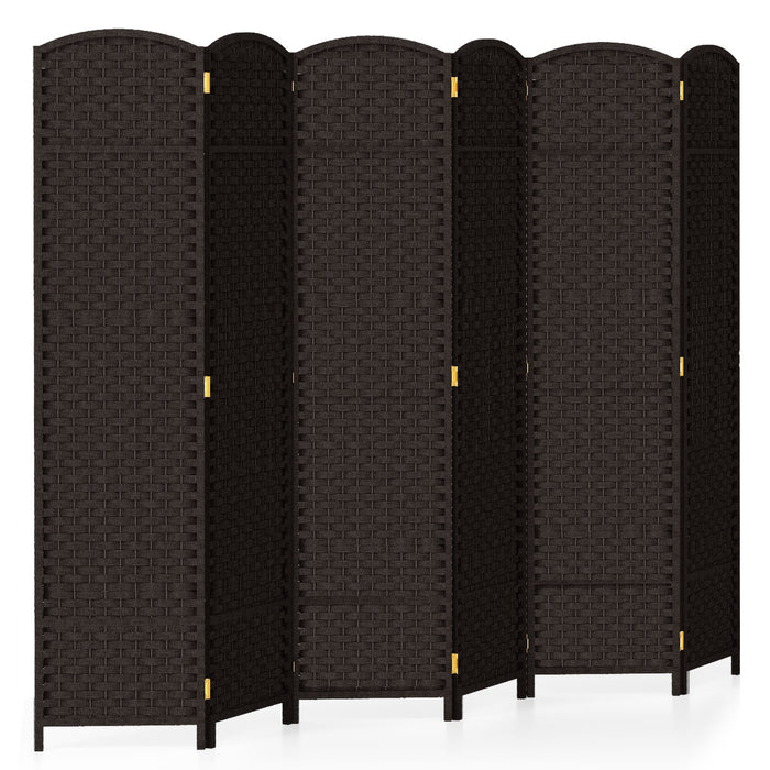6-Panel Room Divider Folding Privacy Screen with Hand-woven Texture-